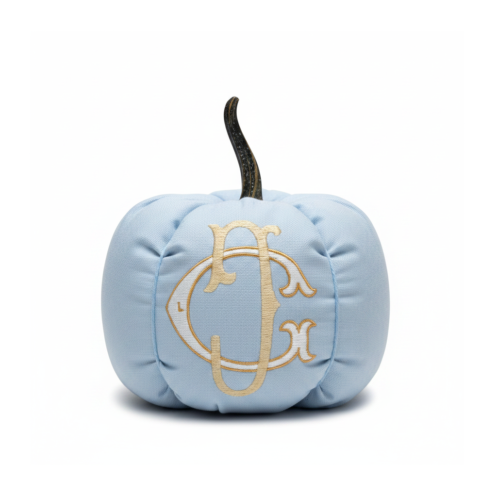 Garden District Hydrangea personalized pumpkin centered on a white background