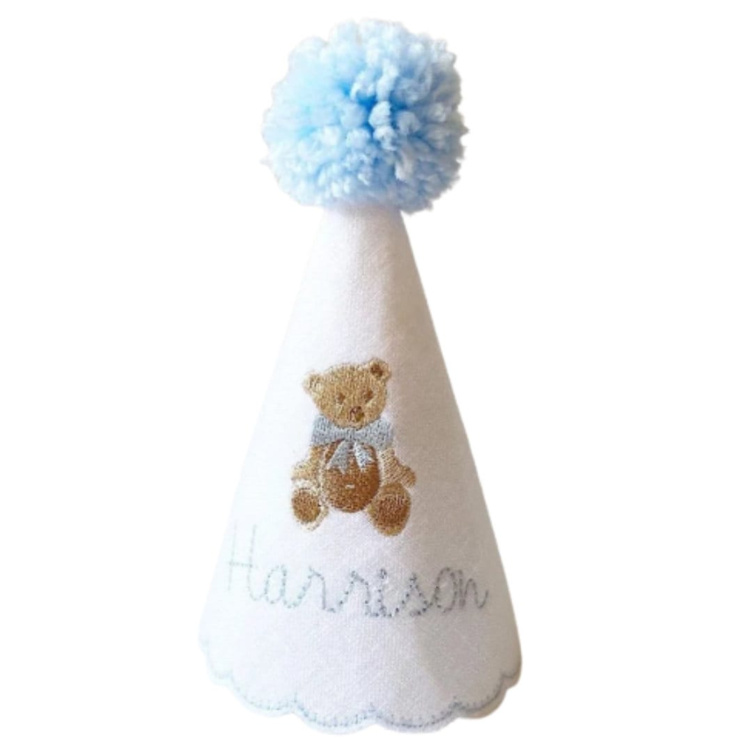 Teddy Bear First Birthday Boy Set, Blue Cake Smash Outfit, Hat, High Chair Banner
