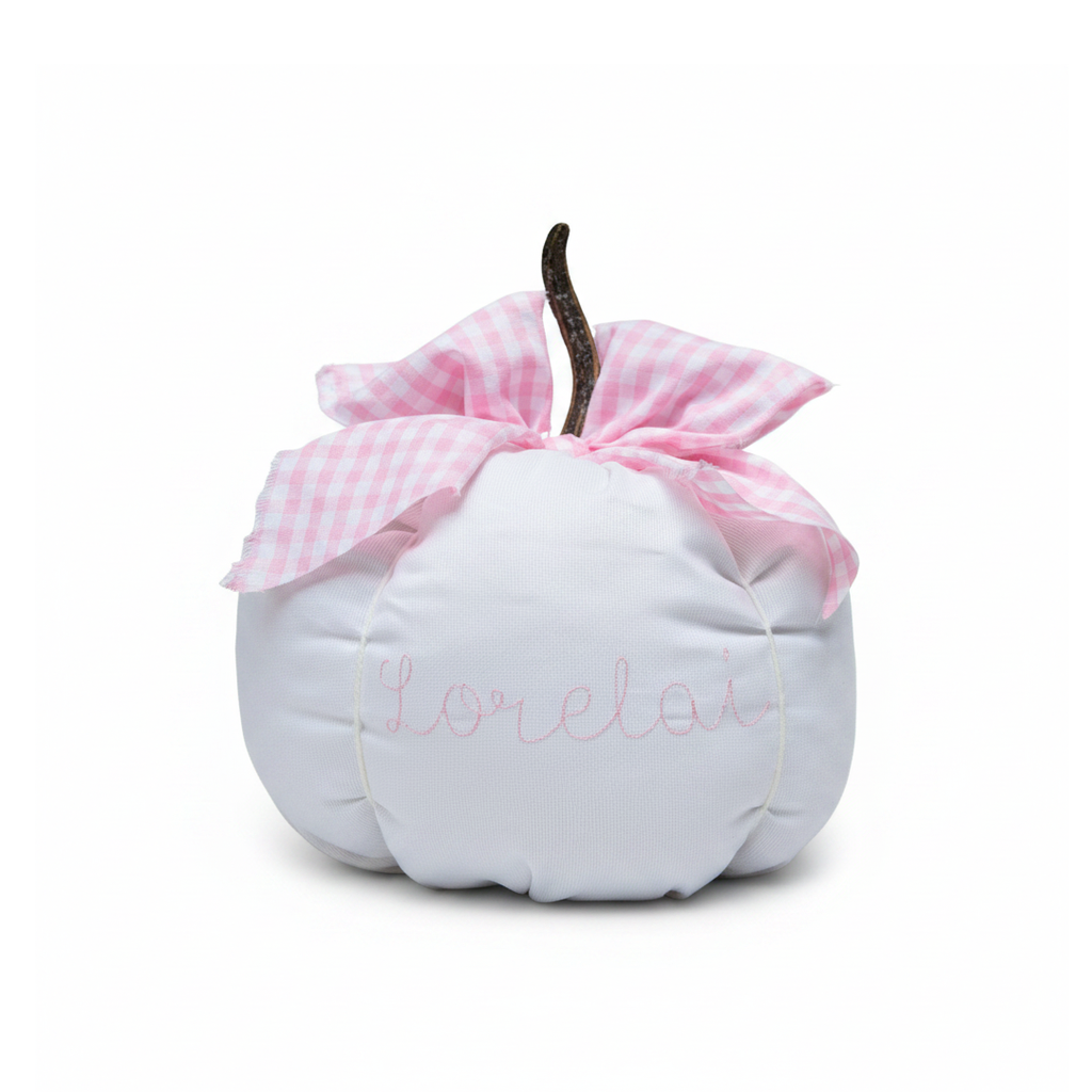 Little Lorelai Vintage Charm personalized pumpkin centered on a white background