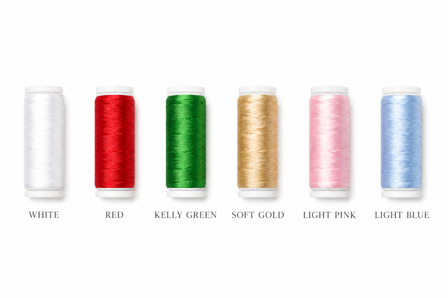 Thread color chart for monogramming on white cotton piqué